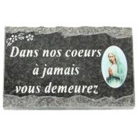 Plaque Cimetière 9X14 cm - Dans nos coeurs à jamais vous demeurez