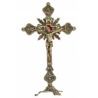 Croix sur base - 23 cm - Métal Doré