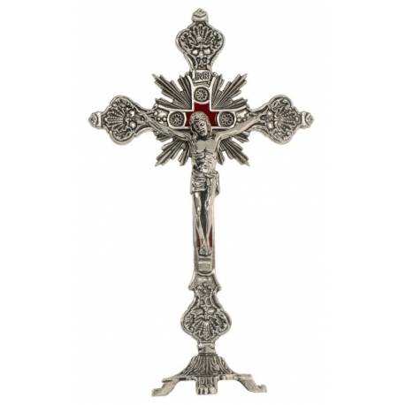 Kruis op voet - 32 cm - Metaal Vernikkeld 