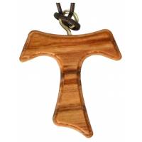 Croix Tau s/cordon - 30 mm - Bois d'olivier