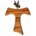 Croix Tau s/cordon - 30 mm - Bois d'olivier