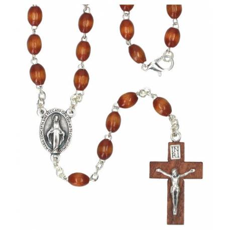 Rozenkrans - Hout / Natuur + Karabijnsluiting 