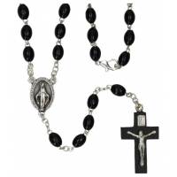 Rozenkrans - Hout / Zwart + Karabijnsluiting 