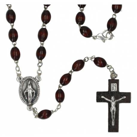 Rozenkrans - Hout / Donkerbruin + Karabijnsluiting 