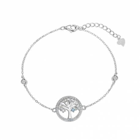 Gerhodineerd zilveren armband met levensboom en zirkonia's 