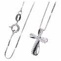 Kruisje Zilver met Zirkonen 20 mm + Ketting 