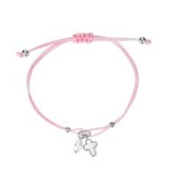 Bracelet sur corde avec perle et croix argent rhodié et nacre