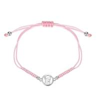 Bracelet sur corde avec médaille en argent rhodié