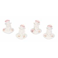 Engel zittend op hart 4 cm 4/set 