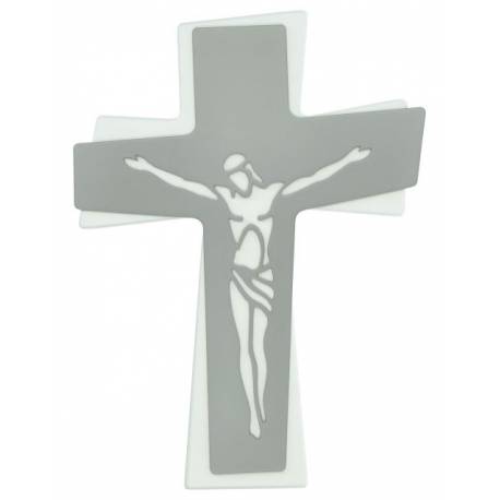 Croix de 28 cm - résine blanche