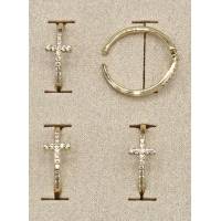 Bague en acier doré avec croix en cristal