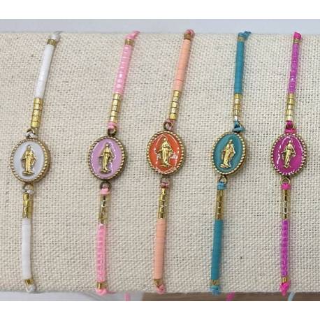 Bracelet avec médaille Miraculeuse colorée