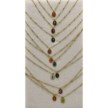 Stalen ketting met gekleurde wonderbare 