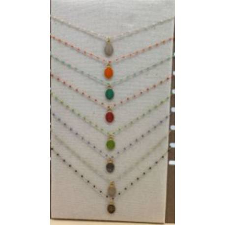 Stalen ketting met Wonderbare Medaille en gekleurde kralen 