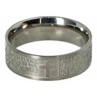 Bague "Notre Père" en acier argenté