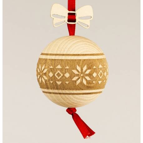 Kerstversiering: houten kerstbal 6 cm 