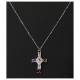Croix en argent rhodié avec zircons multicolore 20 x 18 mm + chaine