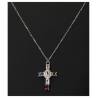 Croix en argent rhodié avec zircons multicolore 20 x 18 mm + chaine