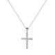Croix en argent rhodié avec zircons + chaine