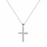 Croix en argent rhodié avec zircons + chaine