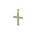 Croix or 9 carats avec strass bleus 25 mm 1.65 gr