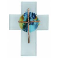 Croix Murale Verre - 17,7 x 12,5 cm - Bronze