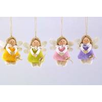 Ange en laine à suspendre 10cm 4/ass.