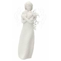 Ange avec coeurs résine + ailes en métal 21 cm