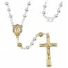 Chapelet - métal argenté 5 mm Pater + croix dorés + mousqueton