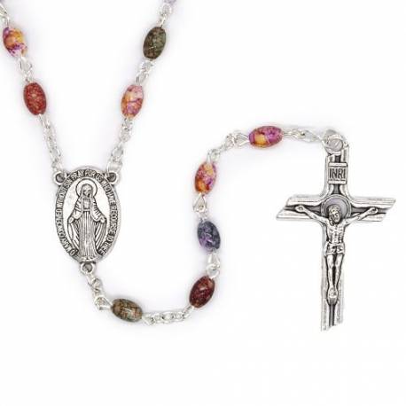 Chapelet Verre marbré multicolore 7 mm