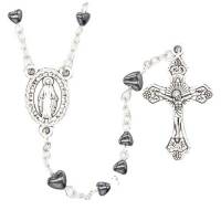 Rozenkrans Hematiet kralen hartvormige 