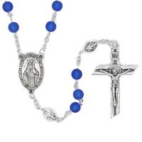 Rozenkrans blauwe kralen 6 mm + Miraculeuze Medaille 