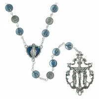 Rozenkrans Wonderbare med blauw émail blauw 9 mm Kruis kalvarie 