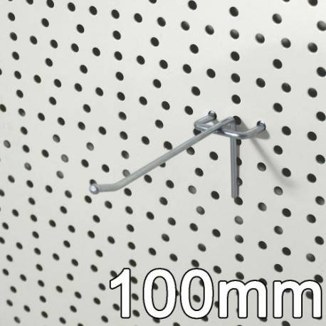 Crochet pour présentoir en métal perforé - L 100 mm 