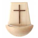 Houten wijwatervat met kruis 