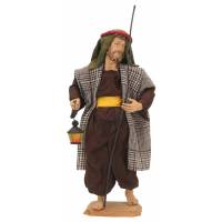 Crèche de Noël Heide Hannah : berger avec baton et lanterne Bois - H 20 cm Couleur