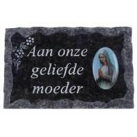 Grafplaat 9X14cm Aan onze geliefde moeder 