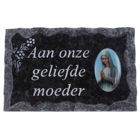 Grafplaat 9X14cm Aan onze geliefde moeder 