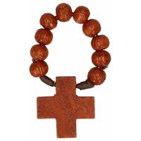 Tientje / koord - Hout / Natuur / Bewerkte kralen 