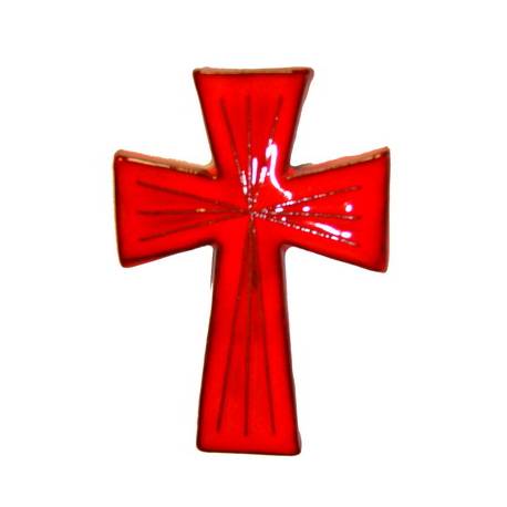 Croix Céramique - 16 X 10.5 cm - Rouge
