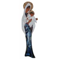 Vierge Ceramique Avec Enfant 28 Cm-Bleu Fonce