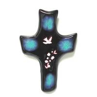 Croix Céramique - 20 X 13 cm - Bleu Foncé