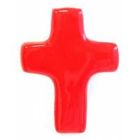 Croix Céramique - 11 X 8.5 cm - Rouge
