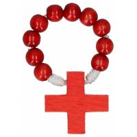 Tientje / koord - Hout / Rood 