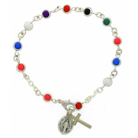 Armband-tientje - multicolor - verzilverd 