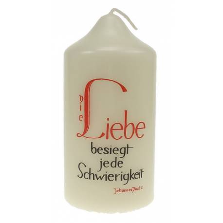 Spreukkaars 120X60mm - Liebe Besiegt ... 