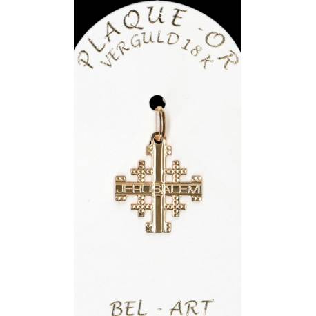 Croix Plaqué-Or Jérusalem - 16 X 16 mm