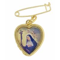 Broche + Médaille Ste Rita - Métal doré 1.5 cm