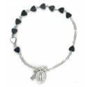 Armband-tientje - hematiet - hartjes 