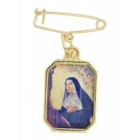 Broche + Médaille Ste Rita - Métal doré